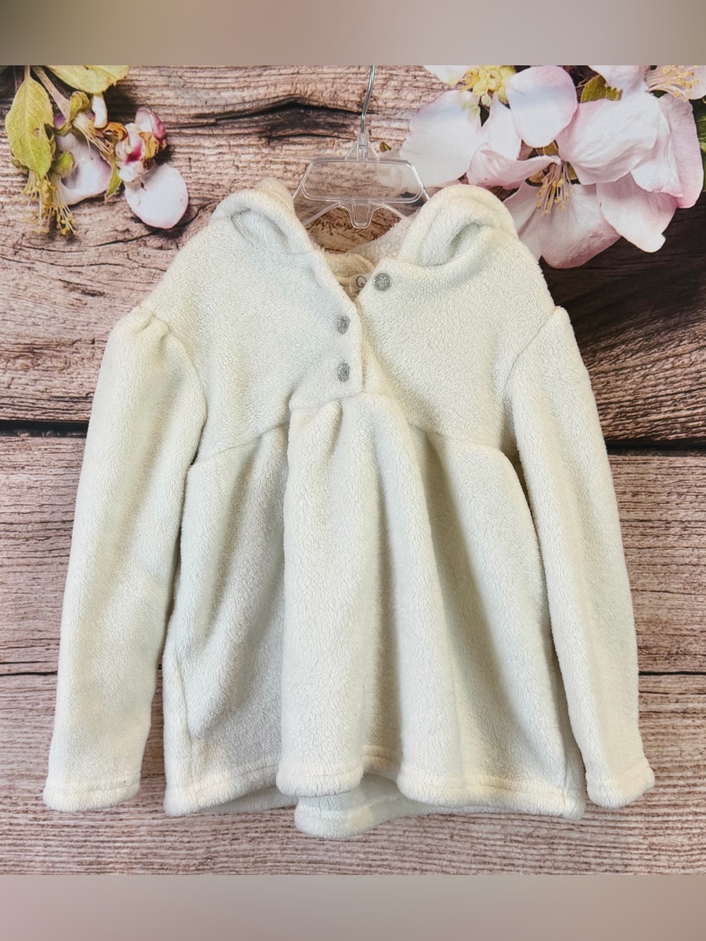 Quiltex Baby Toddler Girls Faux Fur Silver Unicorn Hooded Coat 2Y